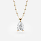 1.00 CT Pear Cut Lab-Grown Diamond Pendant Necklace Gold Solitaire Drop, IGI Certified