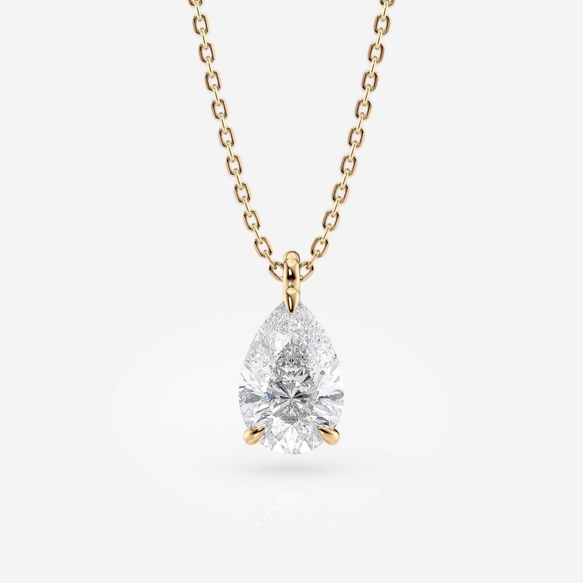 1.00 CT Pear Cut Lab-Grown Diamond Pendant Necklace Gold Solitaire Drop, IGI Certified