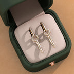 1.10 TCW Round Cut Moissanite Diamond Drop Earrings Modern Link Dangles