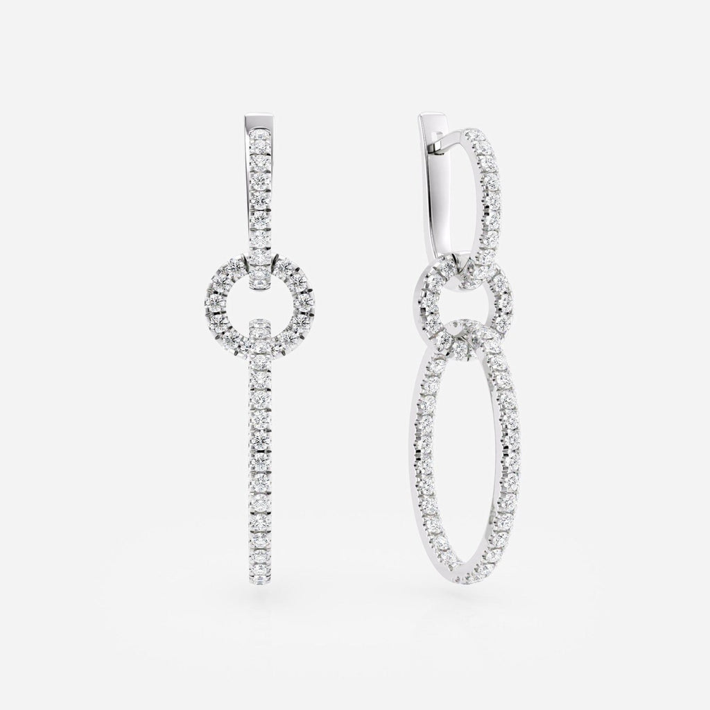 1.10 TCW Round Cut Lab Grown Diamond Drop Earrings Modern Link Dangles