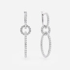 1.10 TCW Round Cut Lab Grown Diamond Drop Earrings Modern Link Dangles