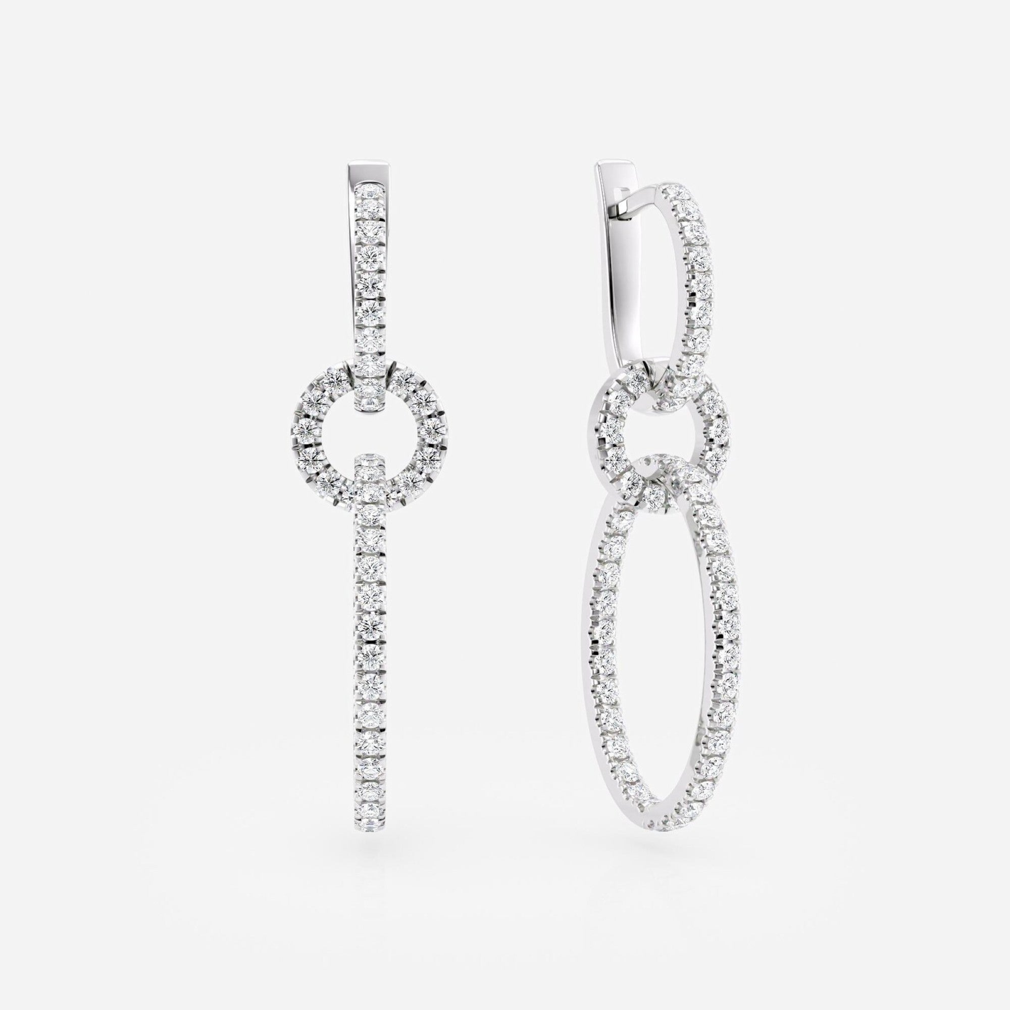 1.10 TCW Round Cut Lab Grown Diamond Drop Earrings Modern Link Dangles