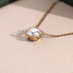 1.00 CT Round Moissanite Diamond Solitaire Necklace Gold Minimalist Pendant