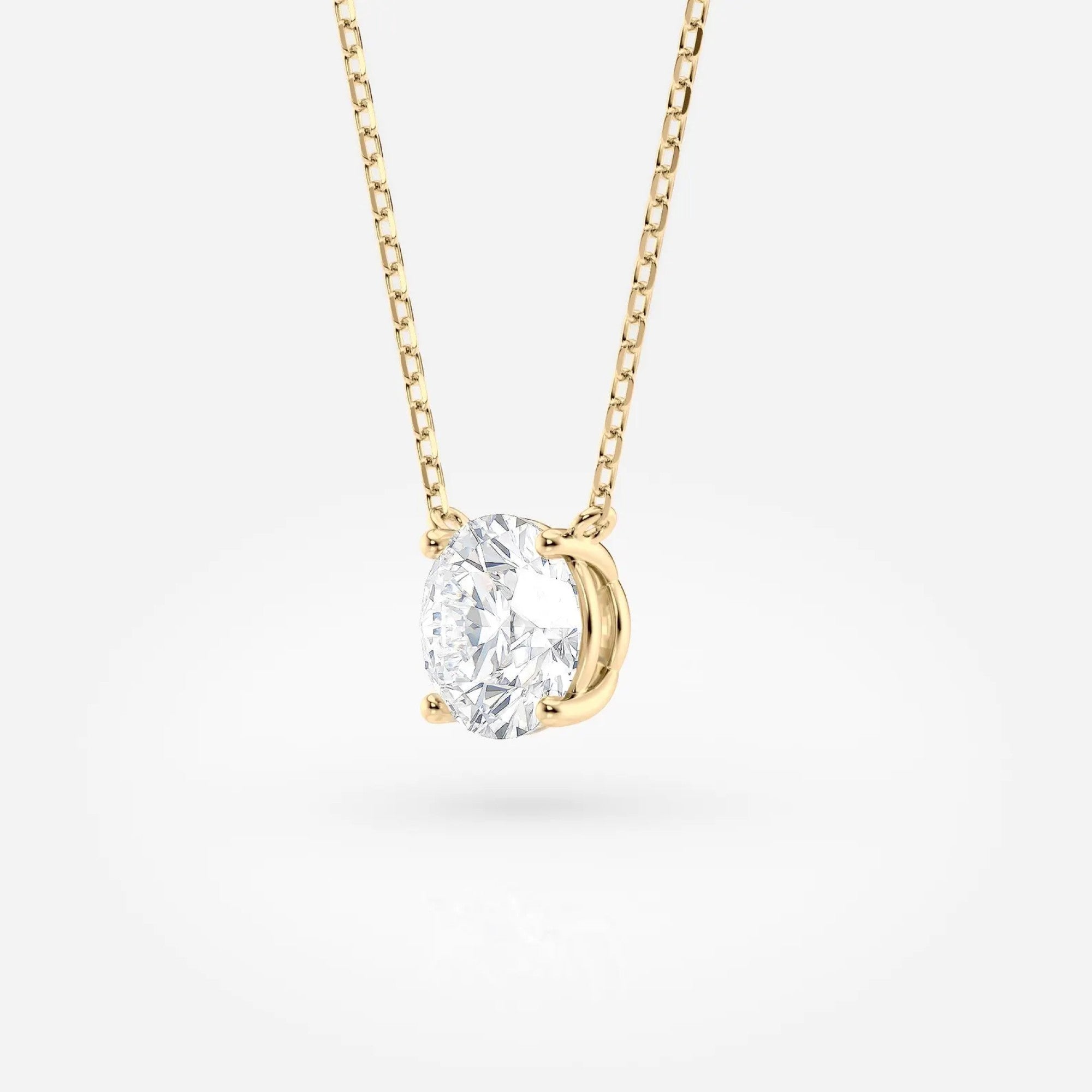 1.00 CT Round Lab Grown Diamond Solitaire Necklace Gold Minimalist Pendant