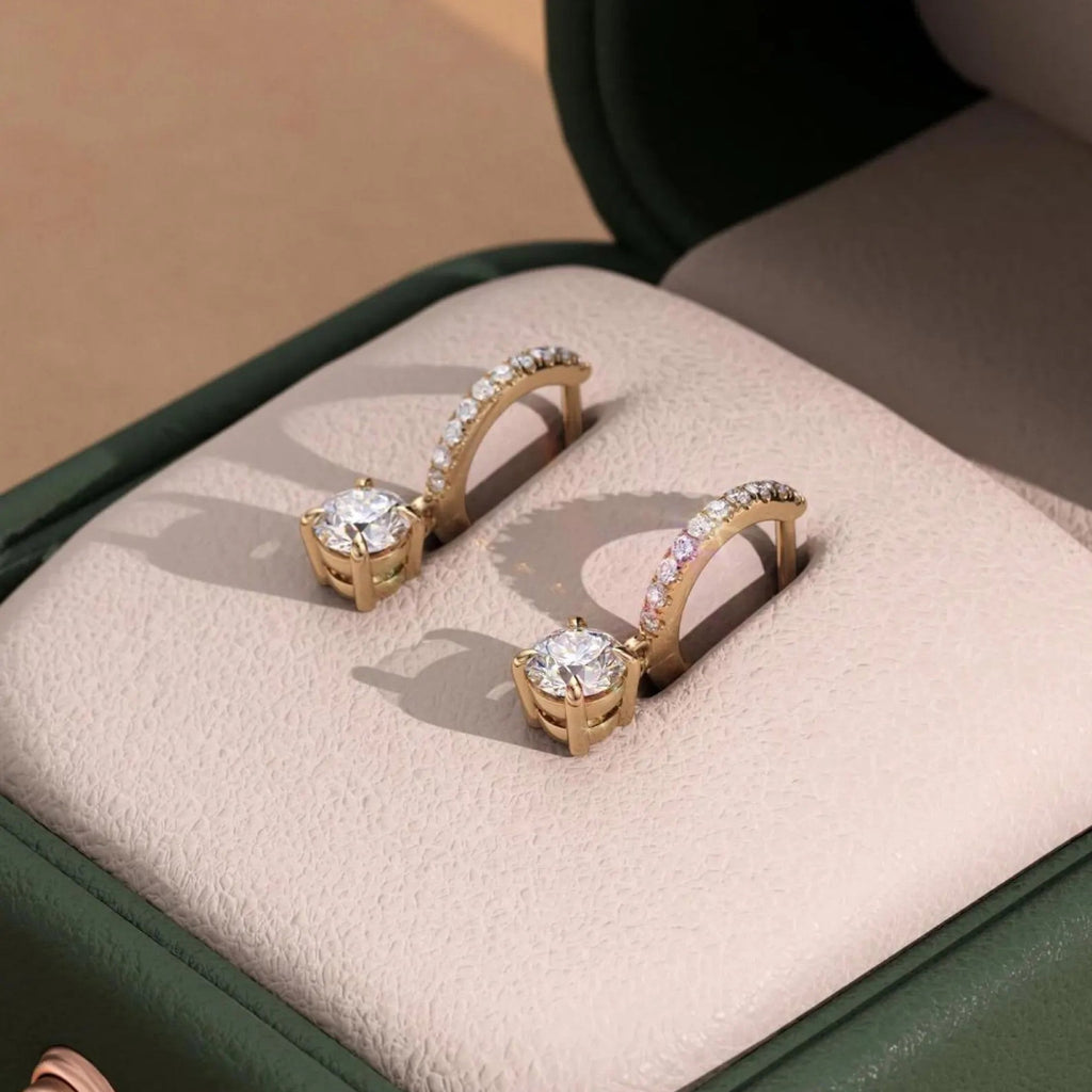 1.20 TCW Round Cut Lab-Grown Diamond Huggie Drop Earring