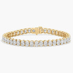 Oval Cut Lab Grown Diamond Tennis Bracelet, Dailywear Elegant Gold Diamond Style Bracelet