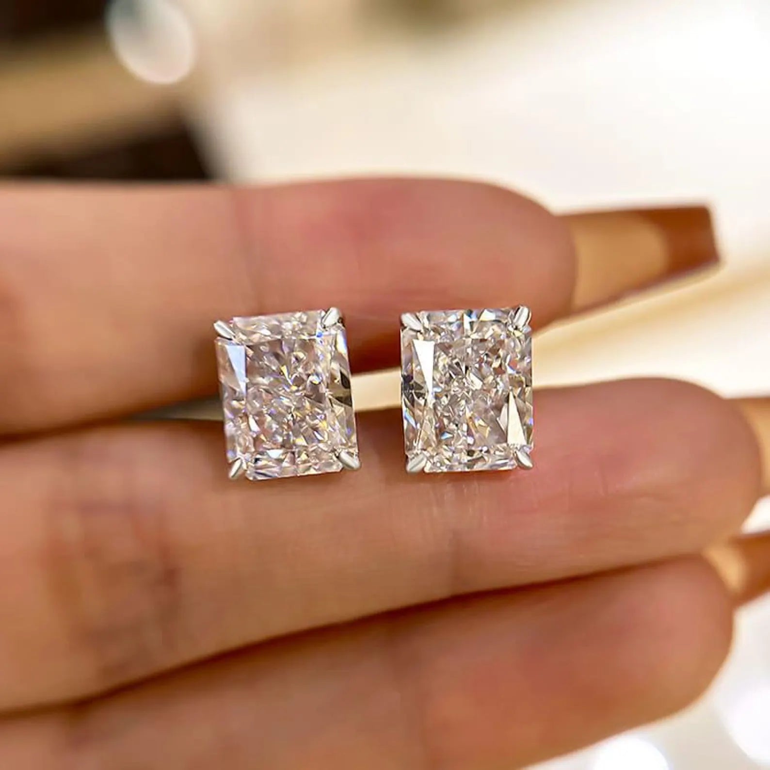 4.00 TCW Radiant Cut Lab Grown Diamond Stud Earring Classic Daily wear Jewellery