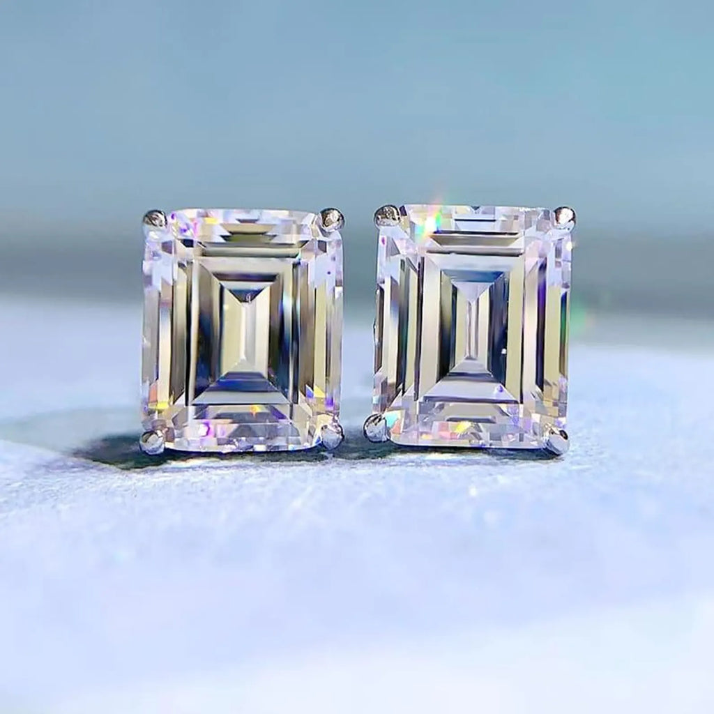 4.00 TCW Emerald Cut Moissanite Diamond Stud Earring for the Fine Forward