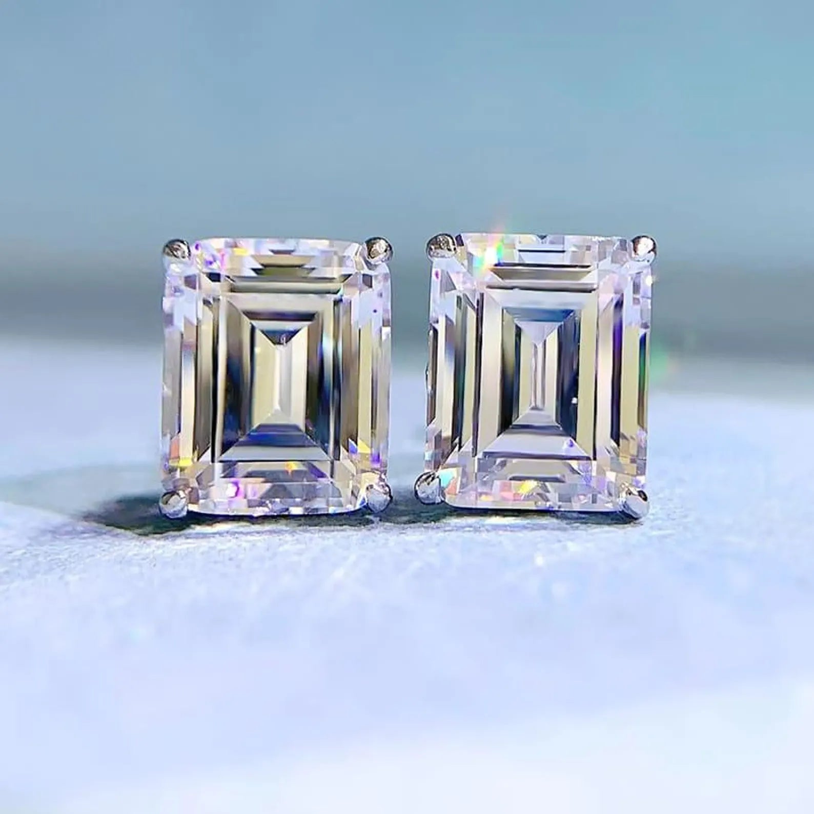 4.00 TCW Emerald Cut Moissanite Diamond Stud Earring for the Fine Forward