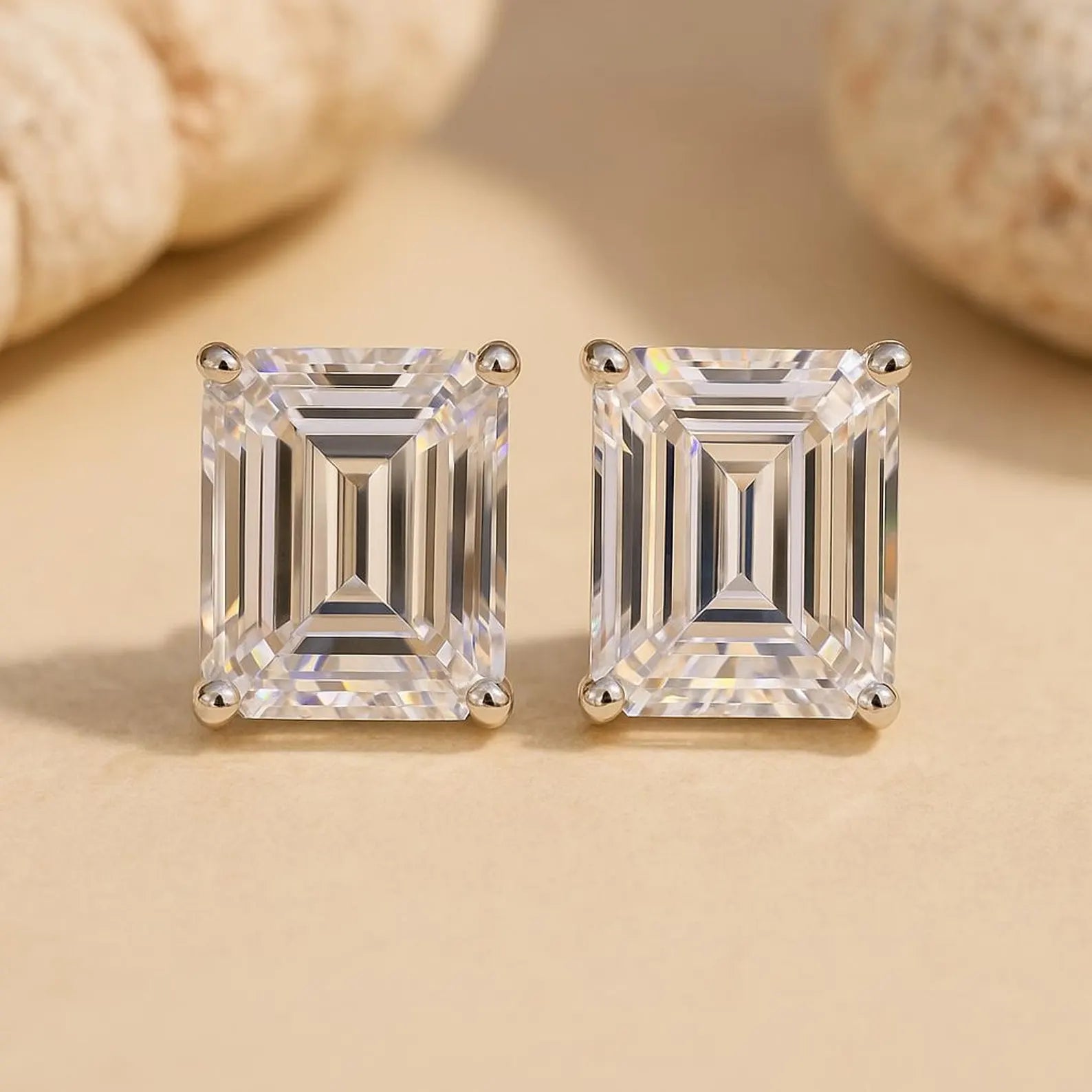 4.00 TCW Emerald Cut Lab Grown Diamond Stud Earring for the Fine Forward