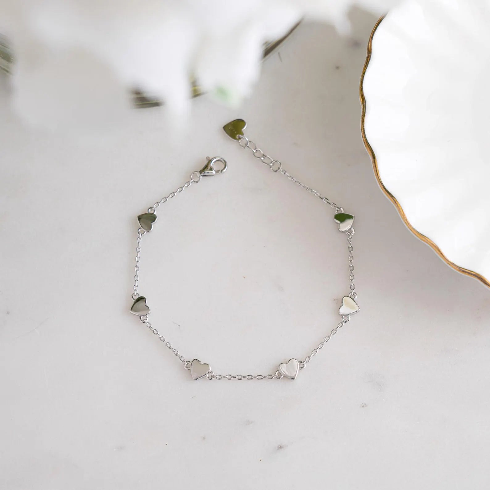 Heart Charm Bracelet, Minimalist Everyday Jewelry Gift for Her, Anniversary Birthday Valentine Present