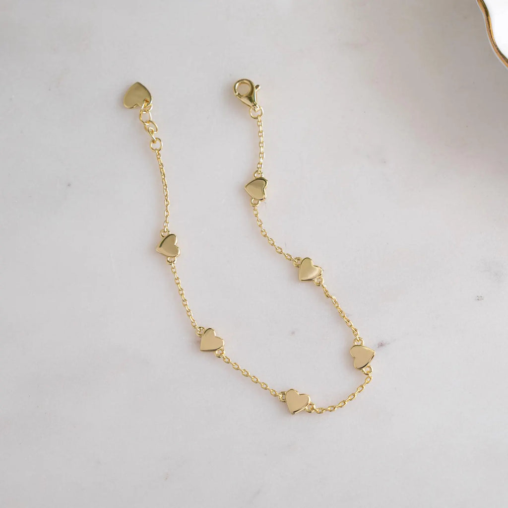 Heart Charm Bracelet, Minimalist Everyday Jewelry Gift for Her, Anniversary Birthday Valentine Present