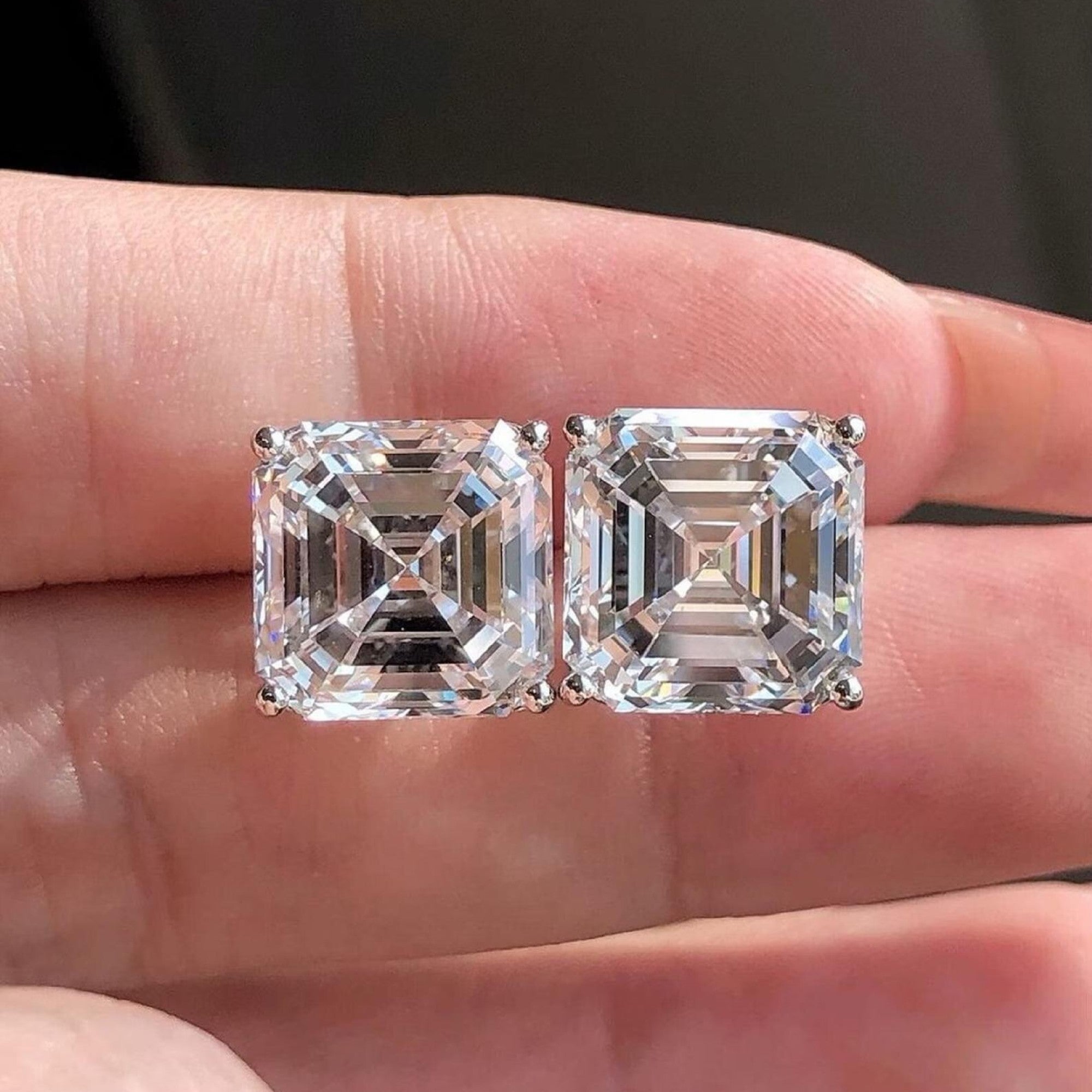 4.00 TCW Asscher Cut Lab Grown Diamond Stud Earring Modern Bridal Gift