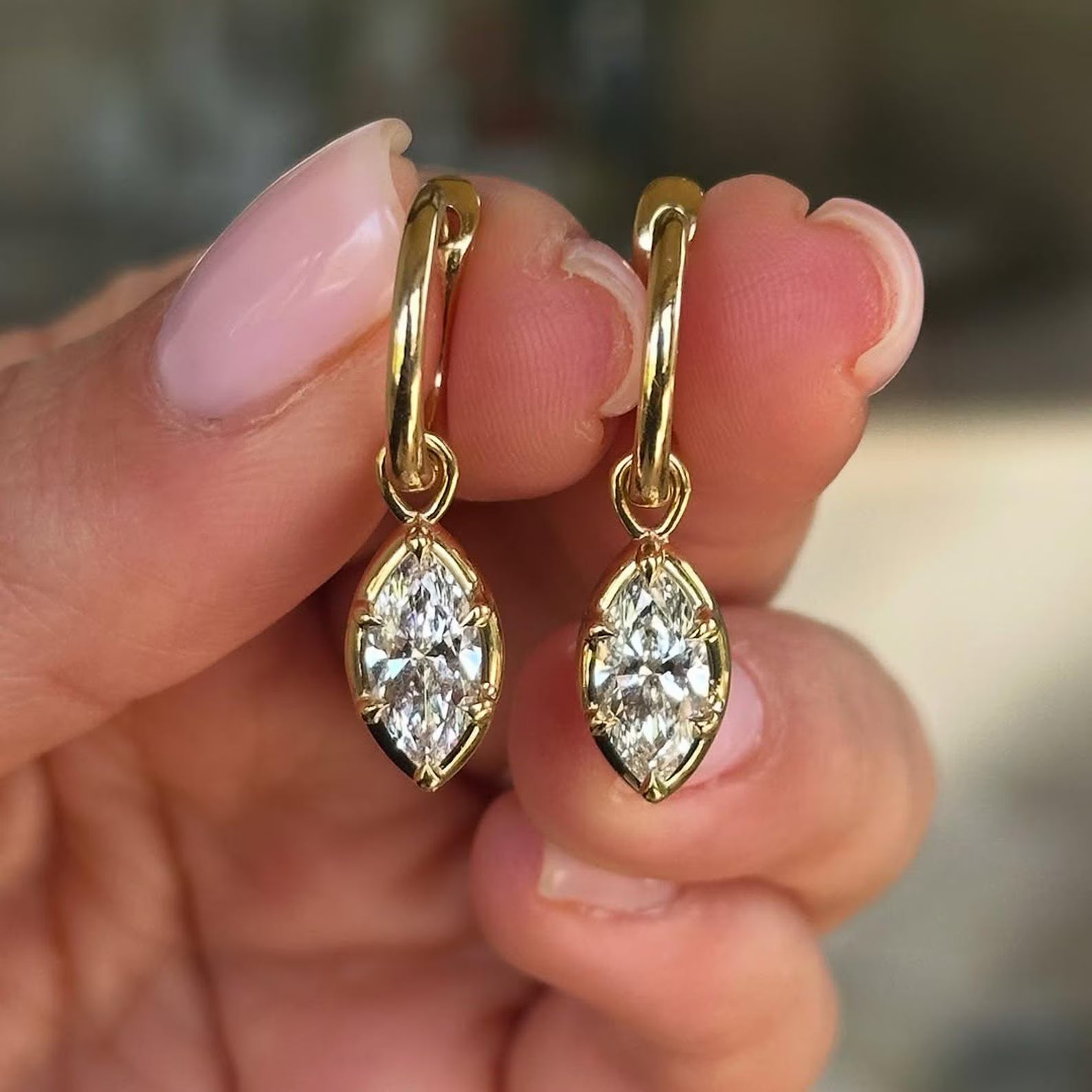 2.00 TCW Bezel Set Marquise Cut Lab Grown Hoop Earring Timeless Jewellery