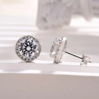 2.00 TCW Round Cut Moissanite Stud Earring With Halo Set Diamond