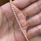 Round Moissanite Diamond Bezel Set Tennis Bracelet, Gold Minimalist Everyday Jewellery