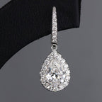 2.00 TCW Pear Cut Moissanite Diamond Hoop Drop Earring Halo Set Jewellery