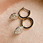 2.00 TCW Pear Lab Grown Diamond Hoop Drop Earrings Elegant Bridal Jewelry