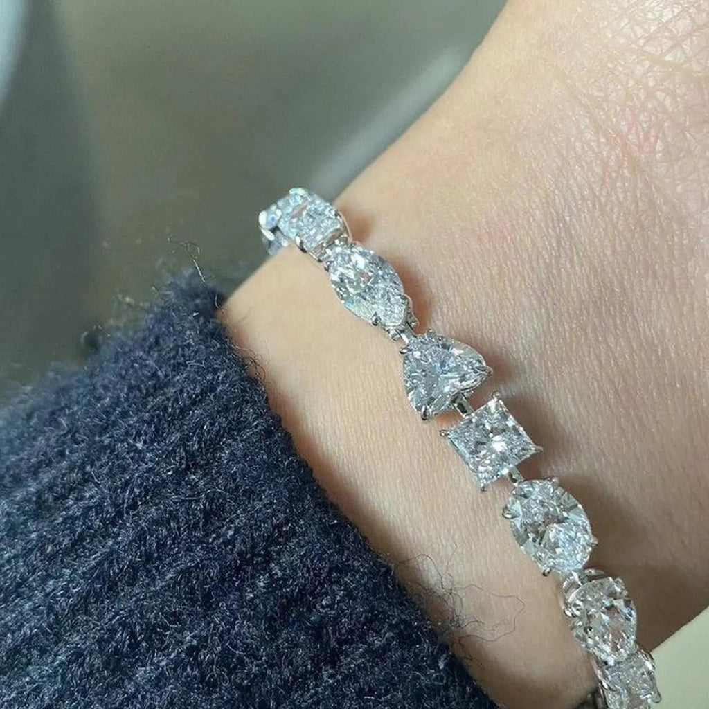 Multi Stone Moissanite Diamond Tennis Bracelet, Cocktail Diamond Modern Luxury Bracelet