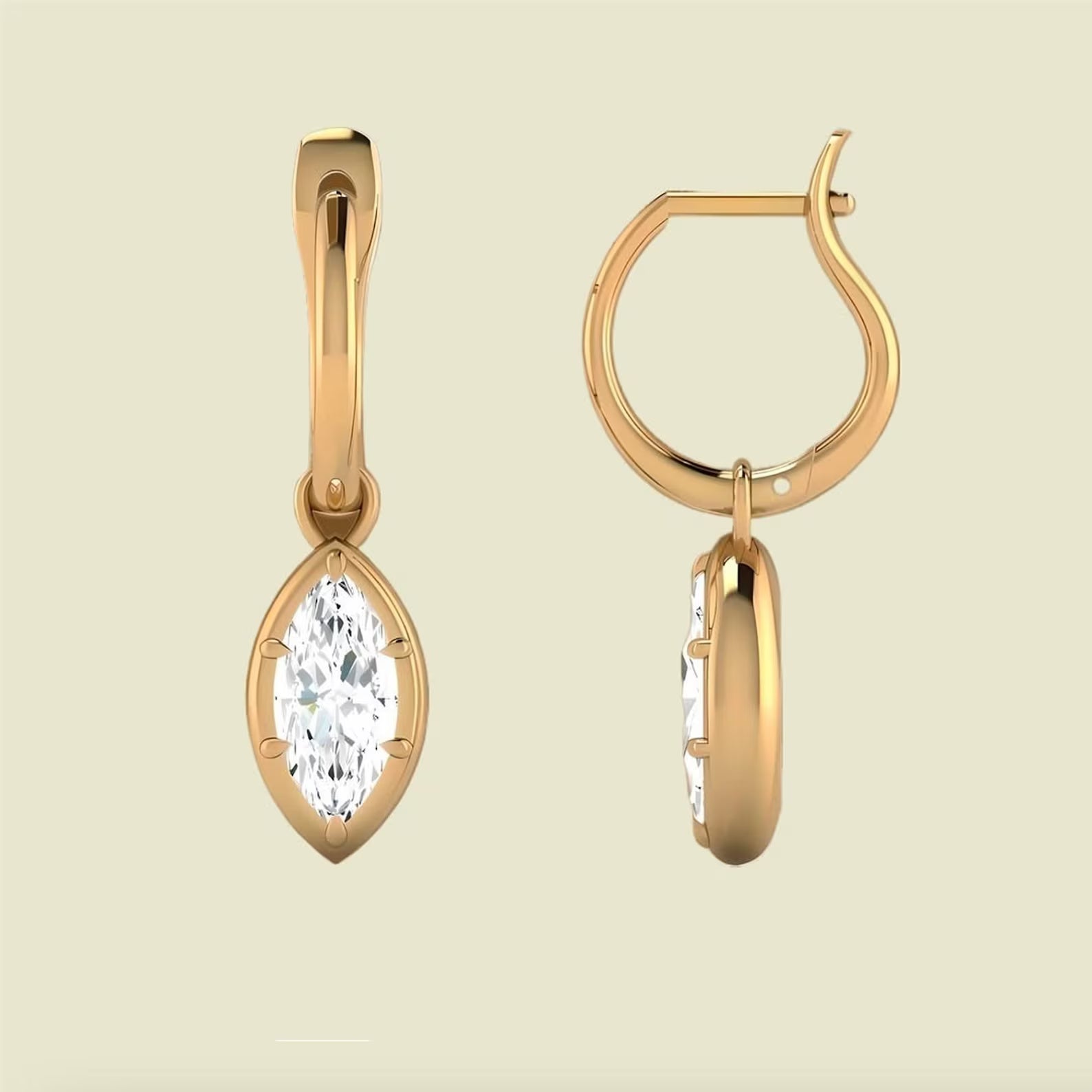 2.00 TCW Bezel Set Marquise Cut Moissanite Hoop Earring Timeless Jewellery