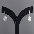 2.00 TCW Pear Cut Moissanite Diamond Hoop Drop Earring Halo Set Jewellery
