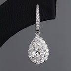 2.00 TCW Pear Cut Moissanite Diamond Hoop Drop Earring Halo Set Jewellery
