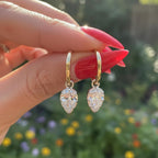 2.00 TCW Pear Moissanite Diamond Hoop Drop Earrings Elegant Bridal Jewelry