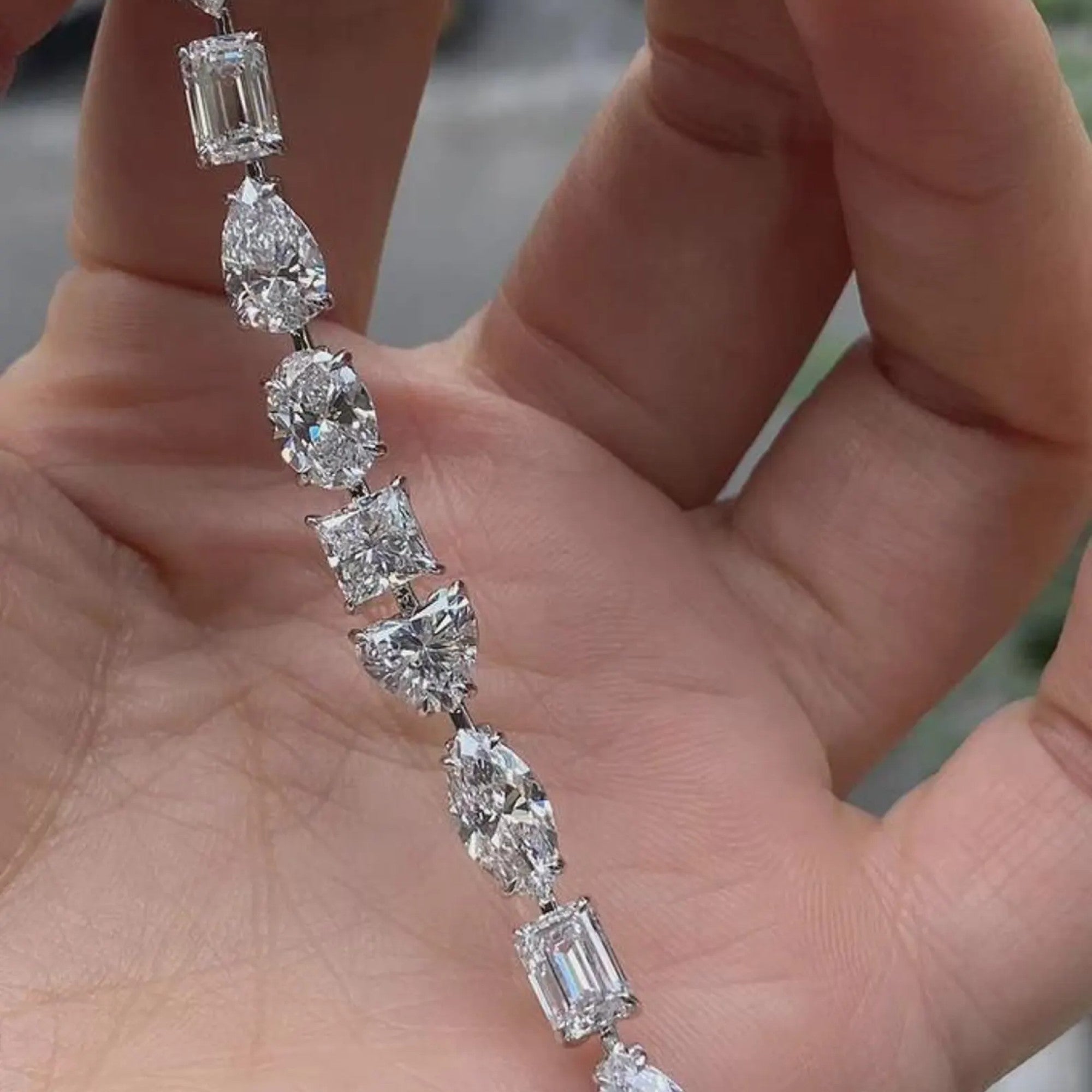 Multi Stone Lab Grown Diamond Tennis Bracelet, Cocktail Diamond Modern Luxury Bracelet