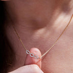 0.44 TCW Round Moissanite Diamond Gold Necklace, Minimalist Halo Station Pendant, Dainty Anniversary Gift Jewelry
