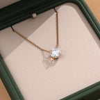 1.00 CT Round Moissanite Diamond Solitaire Necklace Gold Minimalist Pendant