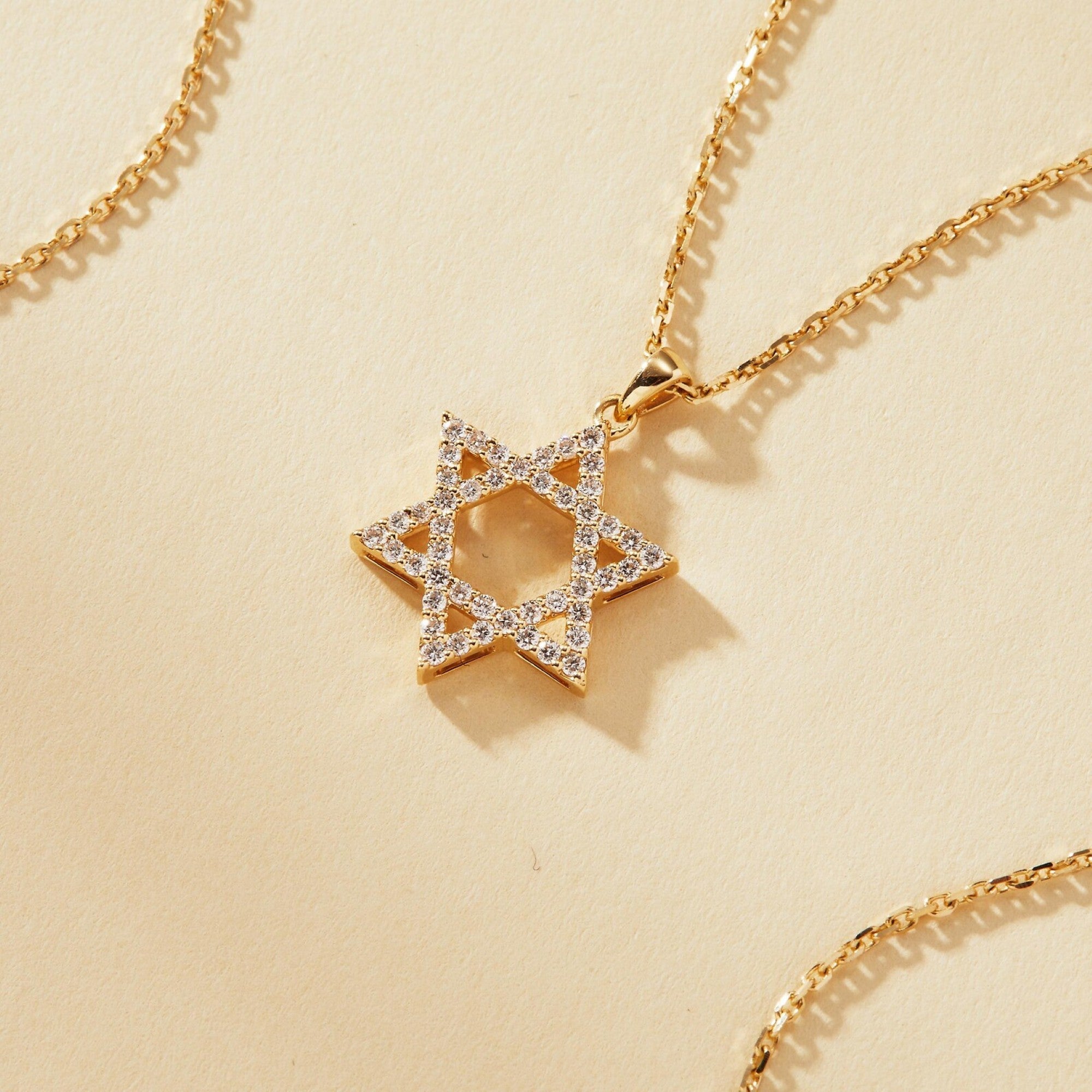 1.53 CT Solid Gold Star of David Necklace Moissanite Diamond Pendant