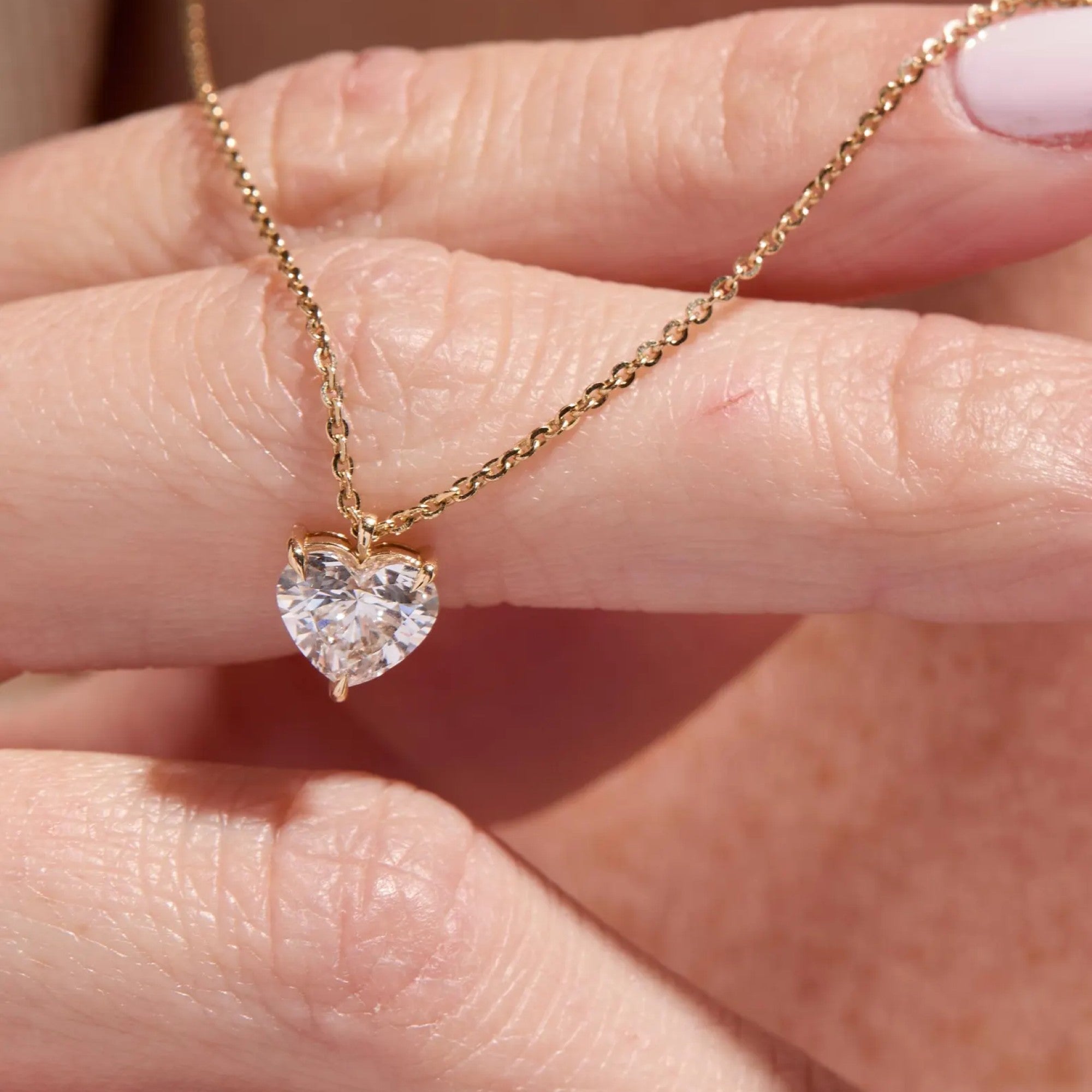 1.50 CT Heart Cut Lab Grown Diamond Necklace, Gold Solitaire Pendant Jewelry