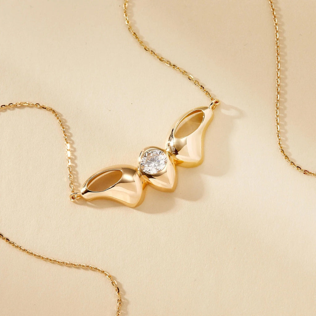 1.50 CT Round Cut Lab Grown Diamond Necklace, Gold Modern Pendant Jewelry