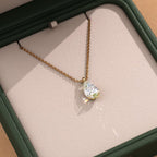 1.00 CT Pear Cut Moissanite Diamond Pendant Necklace Gold Solitaire Drop, IGI Certified
