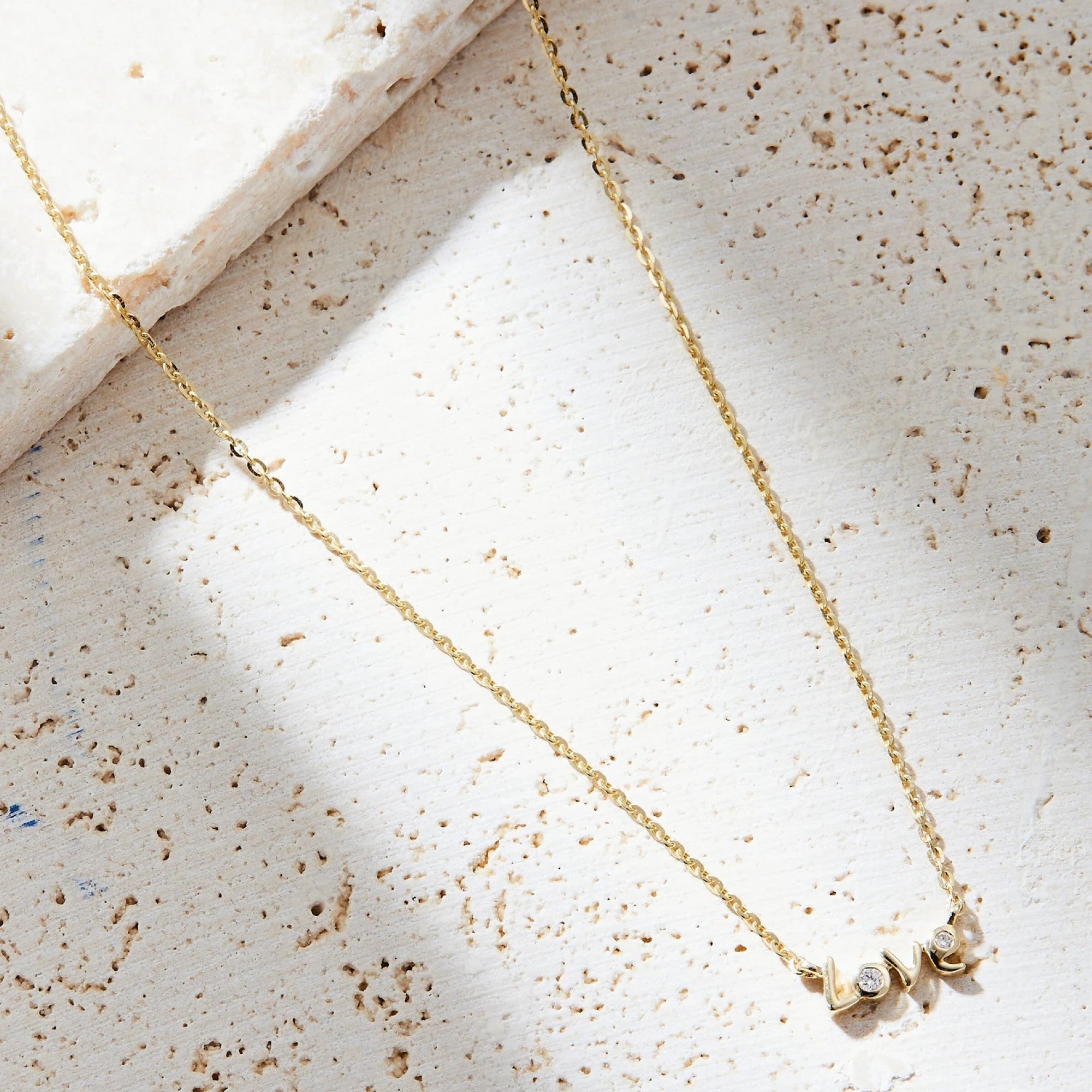 0.15 CT Gold Love Moissanite Diamond Necklace, Minimalist Dainty Pendant Chain Jewelry Gift for Her