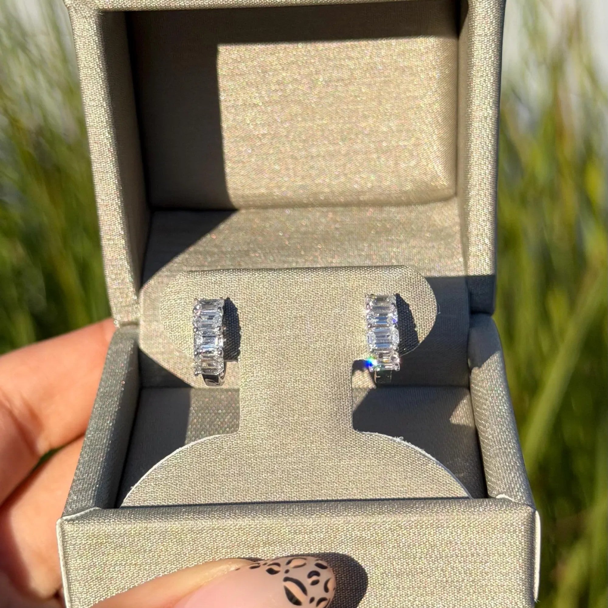 0.80 TCW Emerald Cut Moissanite Earring Gift For Her