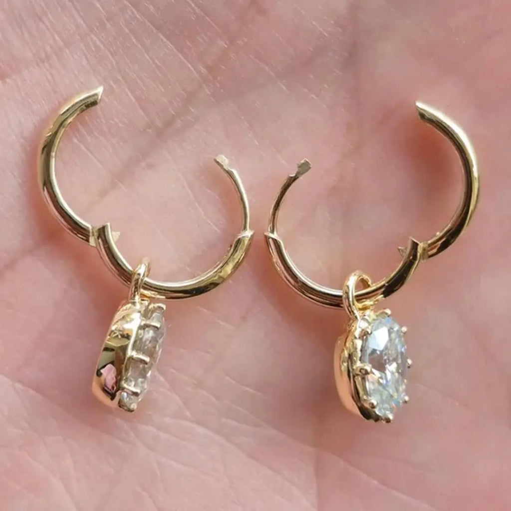 2.00 TCW Oval Cut Lab Grown Diamond Hoop Earring Eight Prong Unique Jewellery