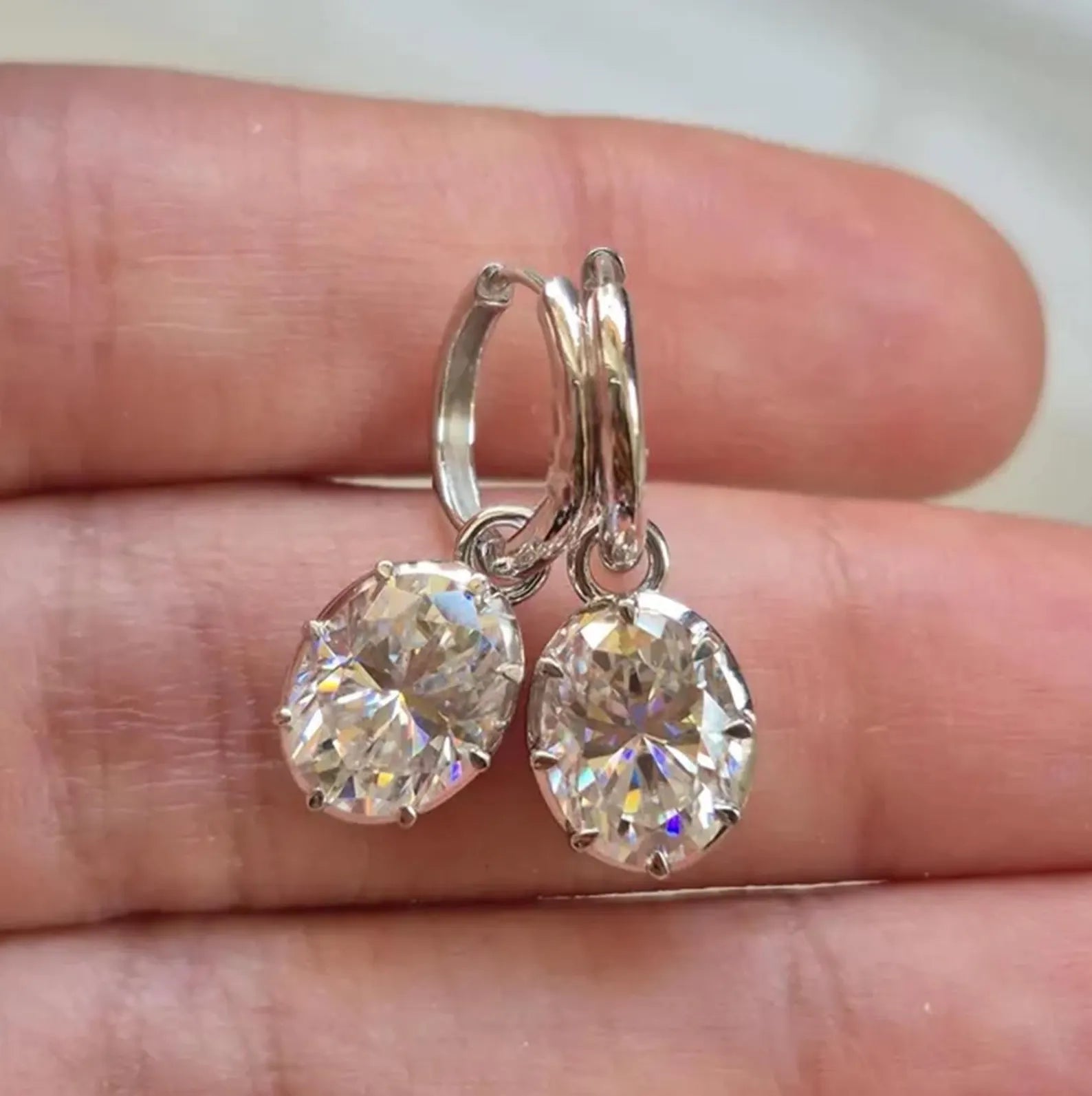 2.00 TCW Oval Cut Lab Grown Diamond Hoop Earring Eight Prong Unique Jewellery