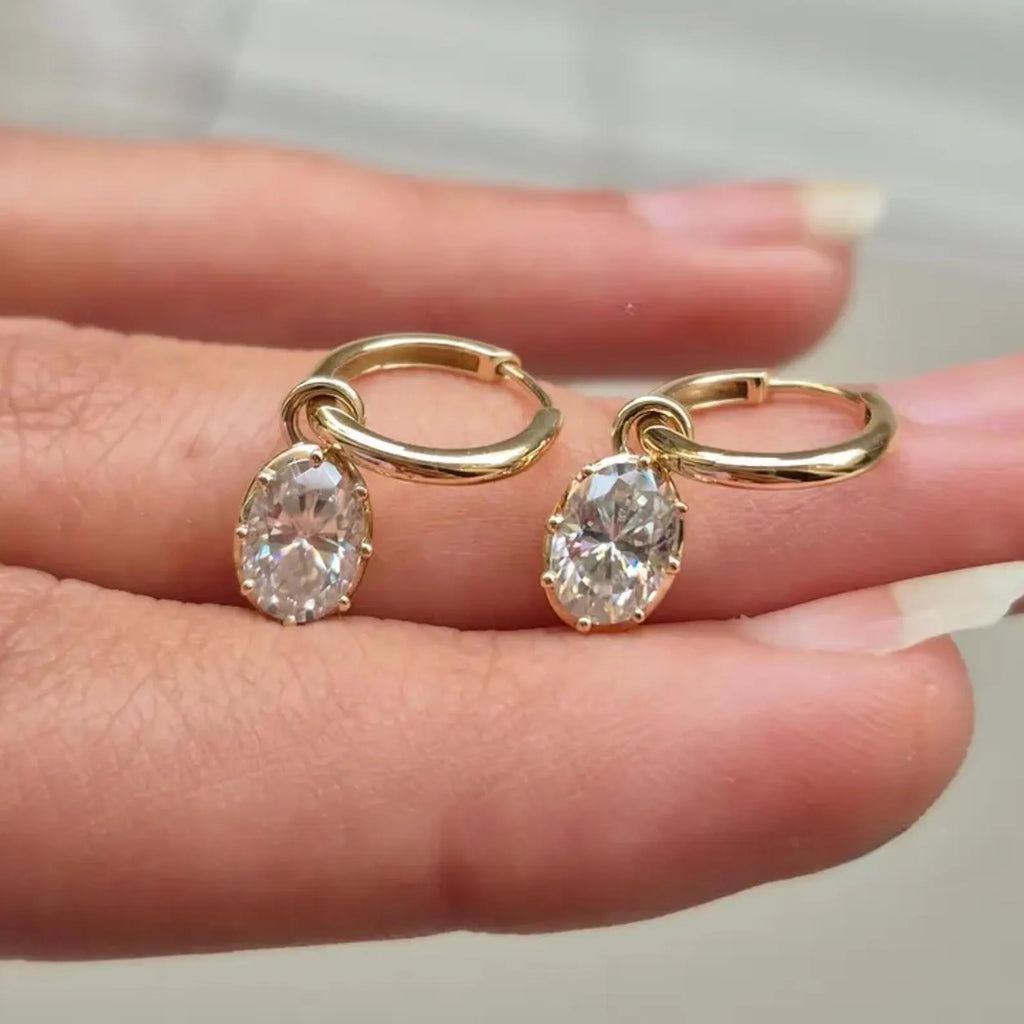 2.00 TCW Oval Cut Moissanite Diamond Hoop Earring Eight Prong Unique Jewellery