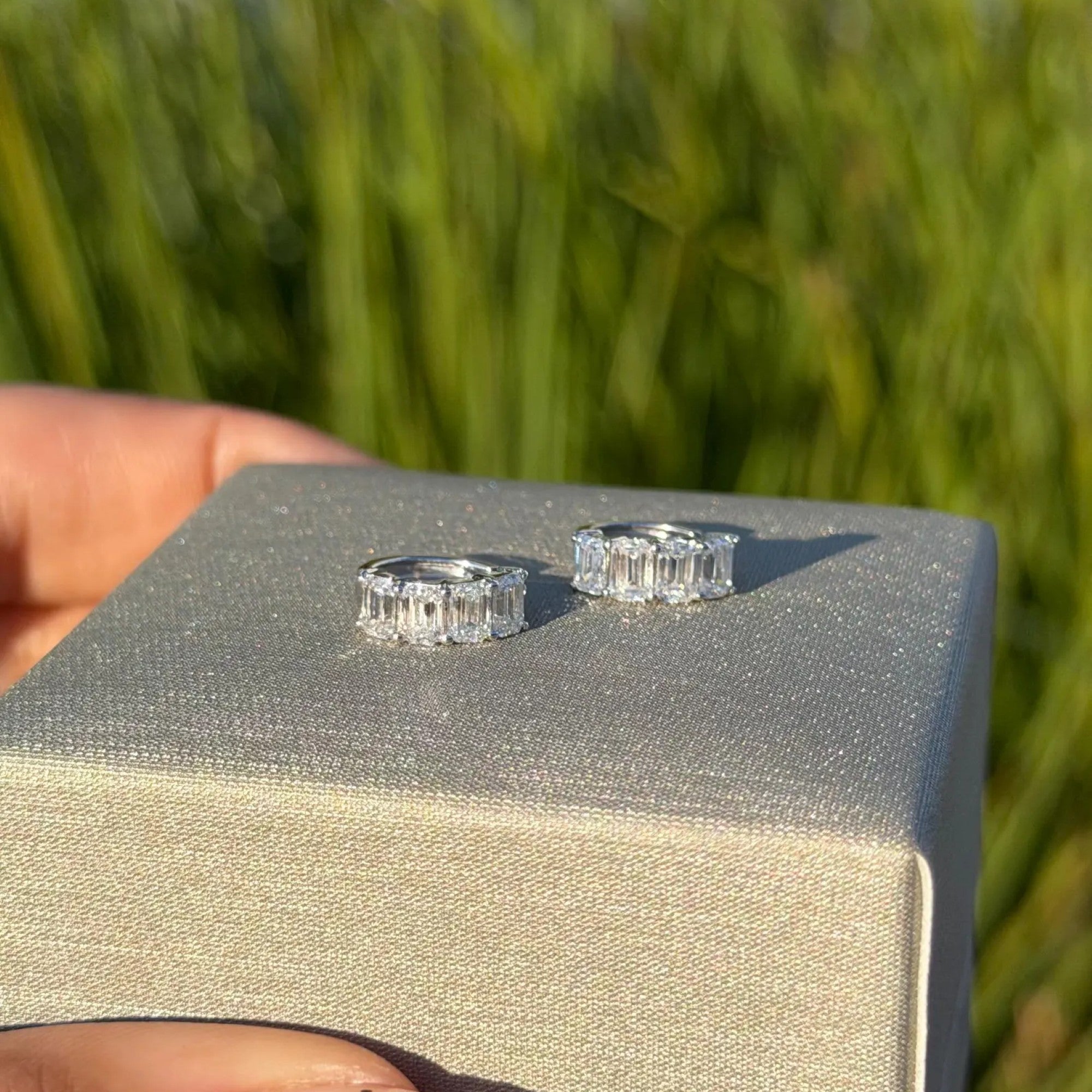 0.80 TCW Emerald Cut Moissanite Earring Gift For Her