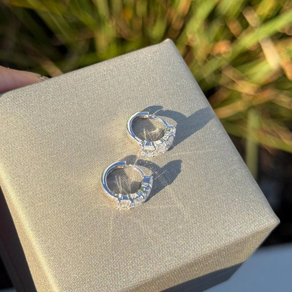 0.80 TCW Emerald Cut Moissanite Earring Gift For Her