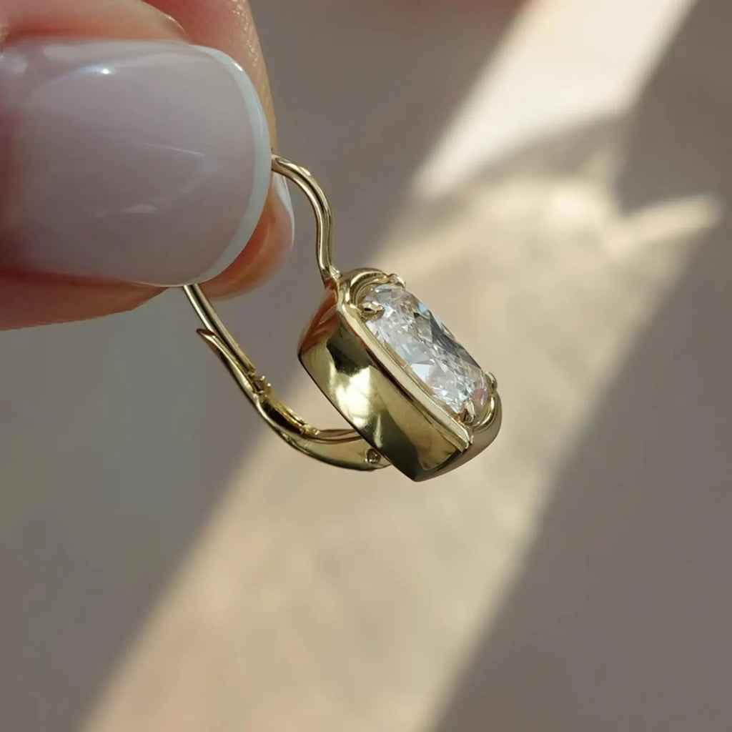 3.00 TCW Elongated Cushion Cut Lab Grown Diamond Leverback Drop Earrings Elegant Gift