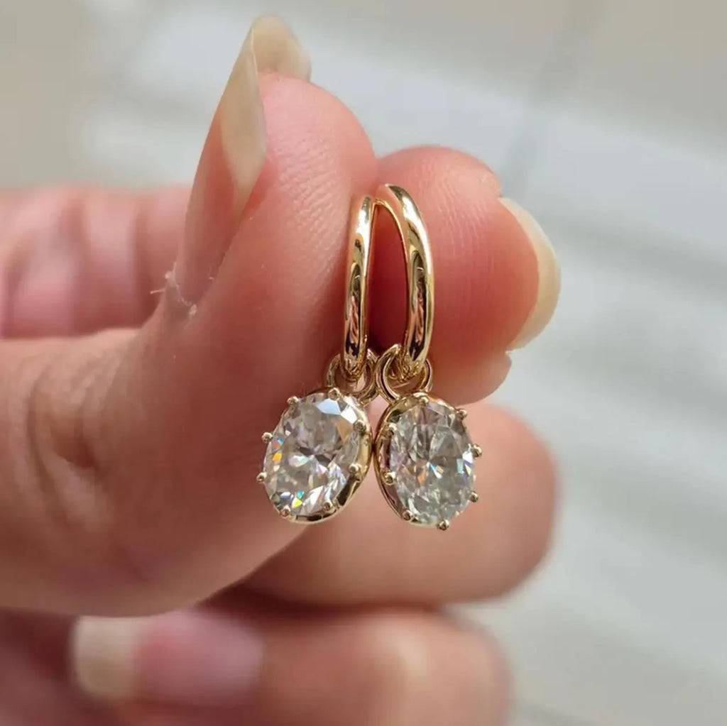 2.00 TCW Oval Cut Moissanite Diamond Hoop Earring Eight Prong Unique Jewellery