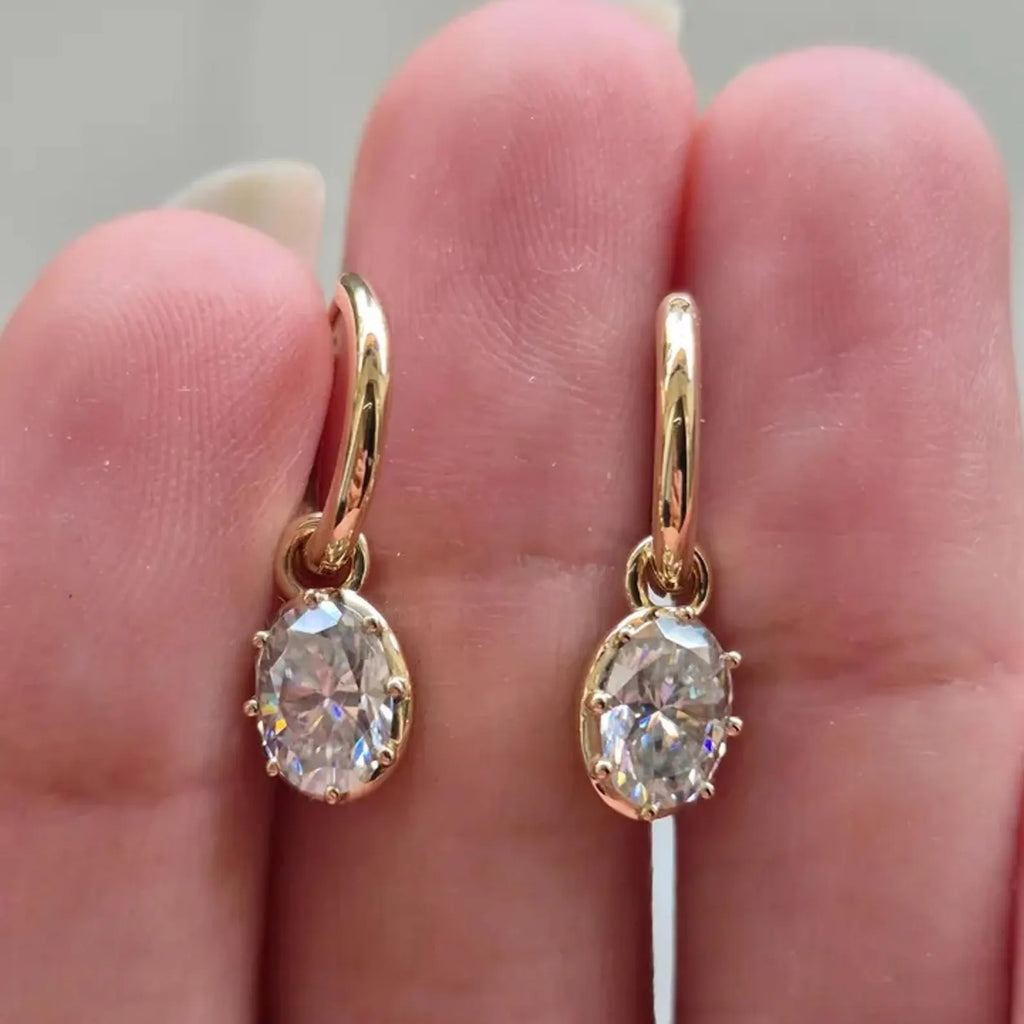 2.00 TCW Oval Cut Moissanite Diamond Hoop Earring Eight Prong Unique Jewellery