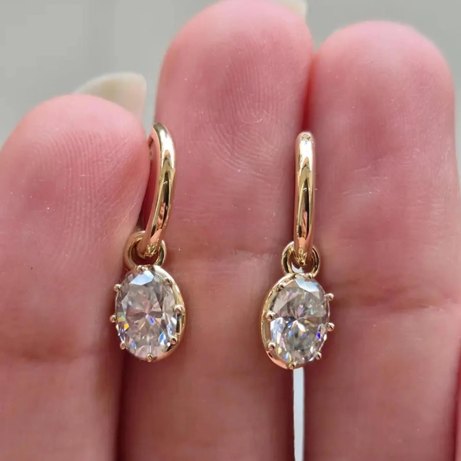 2.00 TCW Oval Cut Moissanite Diamond Hoop Earring Eight Prong Unique Jewellery