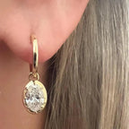2.00 TCW Oval Cut Lab Grown Diamond Hoop Earring Eight Prong Unique Jewellery