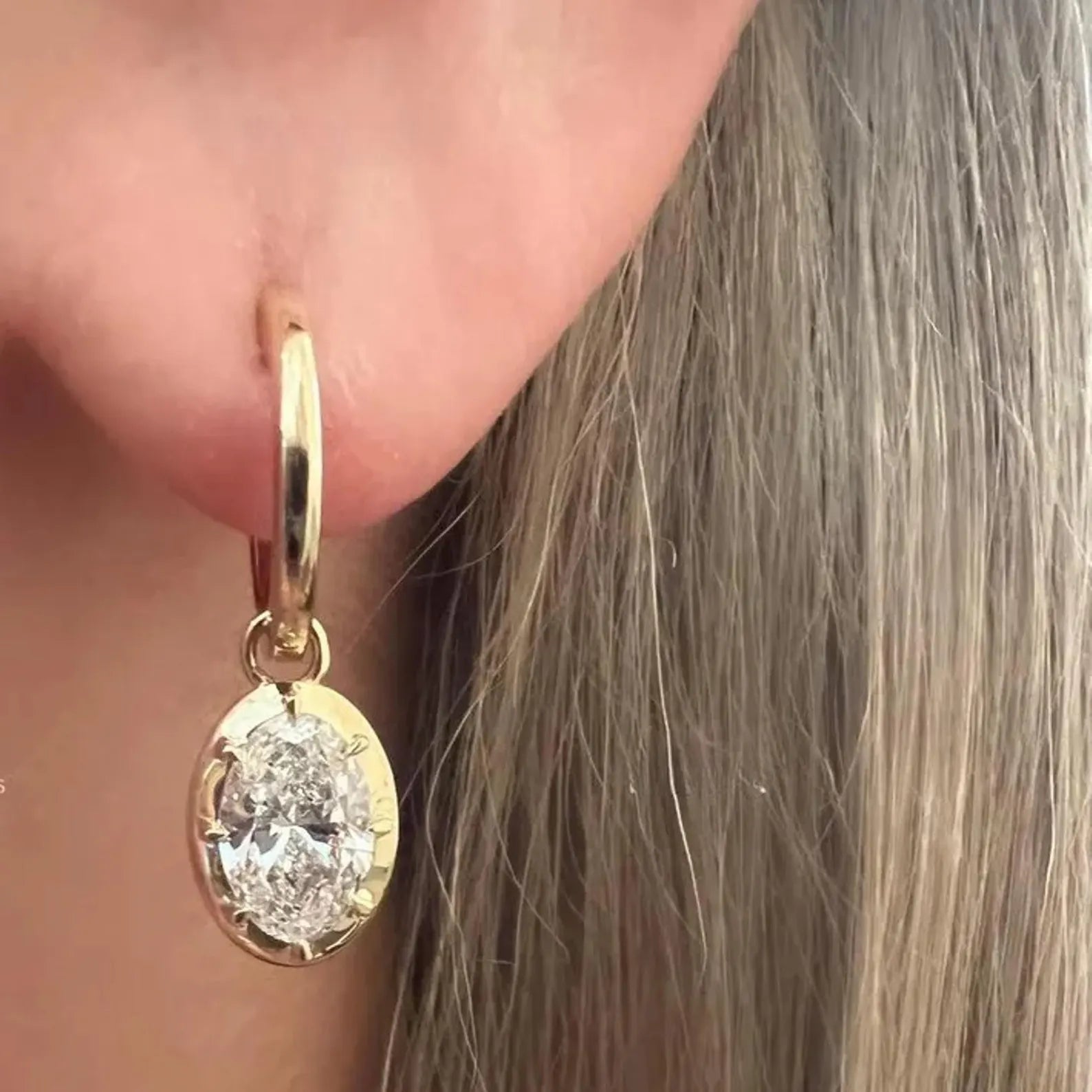 2.00 TCW Oval Cut Lab Grown Diamond Hoop Earring Eight Prong Unique Jewellery