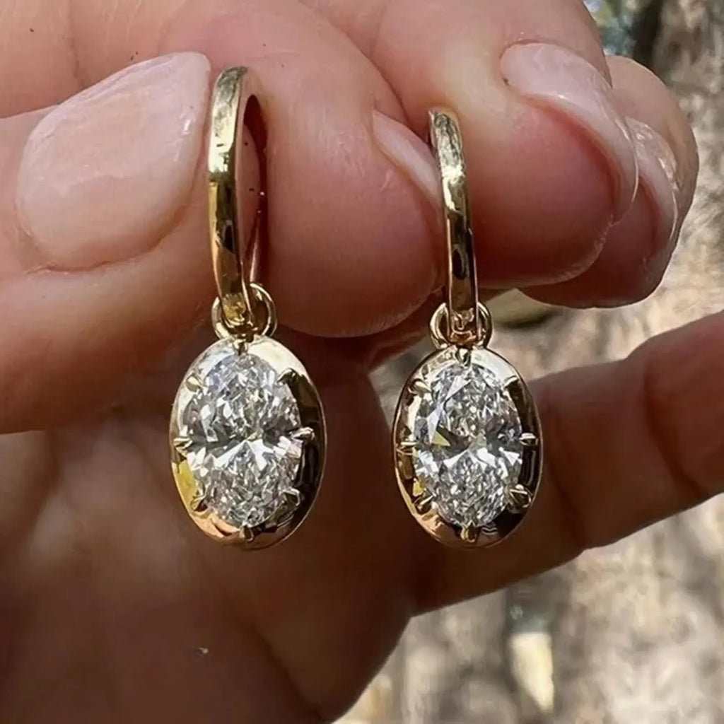 2.00 TCW Oval Cut Moissanite Diamond Hoop Earring Eight Prong Unique Jewellery