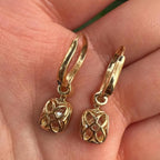 2.40 TCW Bezel Set  Elongated Cushion and Round Cut Moissanite Diamond Dangle Hoop Earring