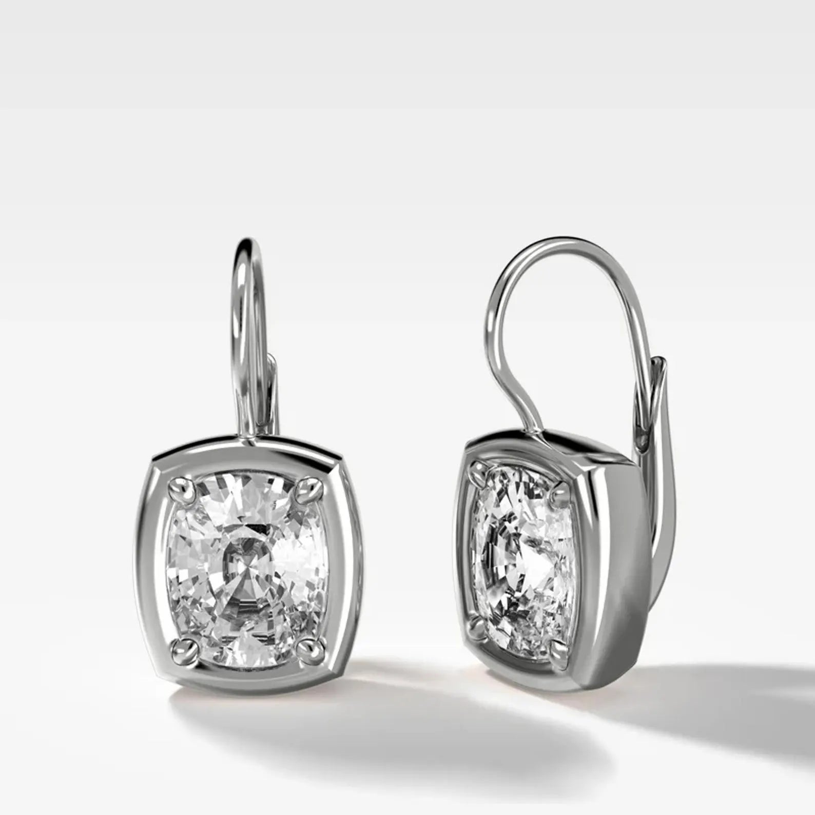 3.00 TCW Elongated Cushion Cut Lab Grown Diamond Leverback Drop Earrings Elegant Gift